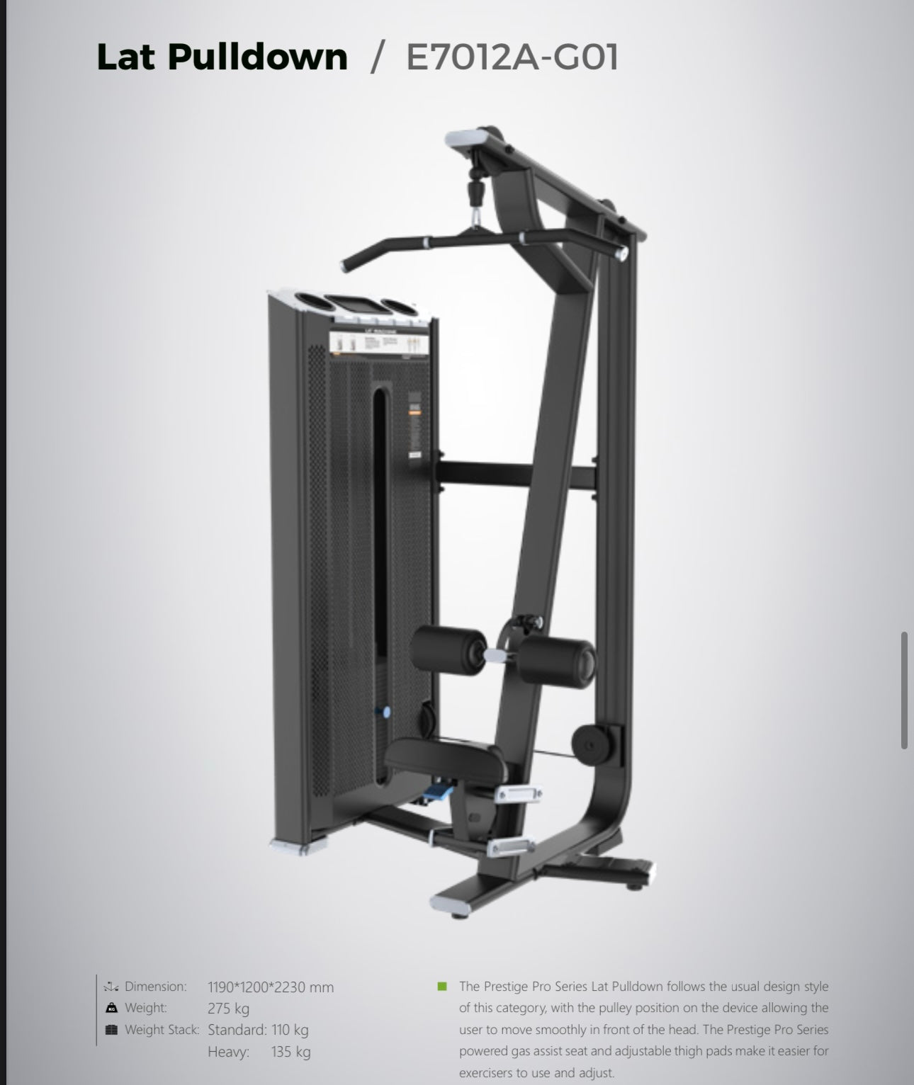 Cable Lat Pulldown Serie Predator Premier Strength *NUEVO*
