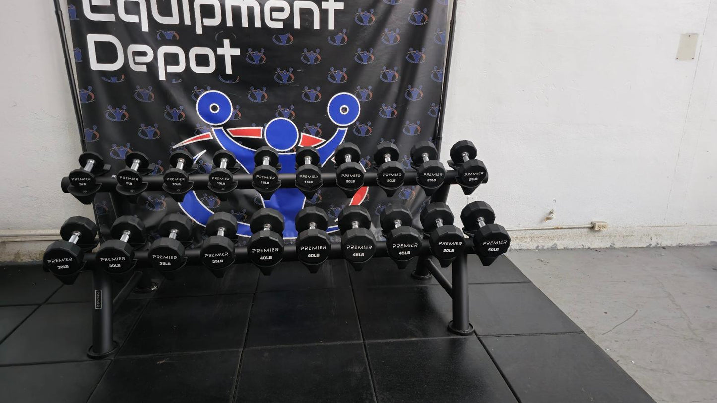 Premier Strength Urethane Dumbbell Set 5-50 w/Rack *NEW*