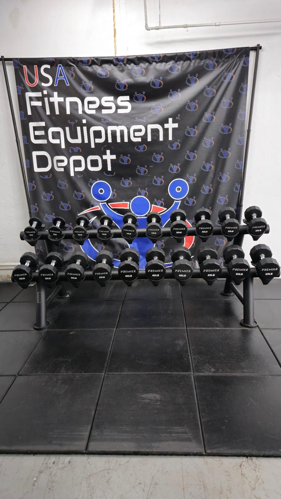 Premier Strength Urethane Dumbbell Set 5-50 w/Rack *NEW* – USA Fitness ...